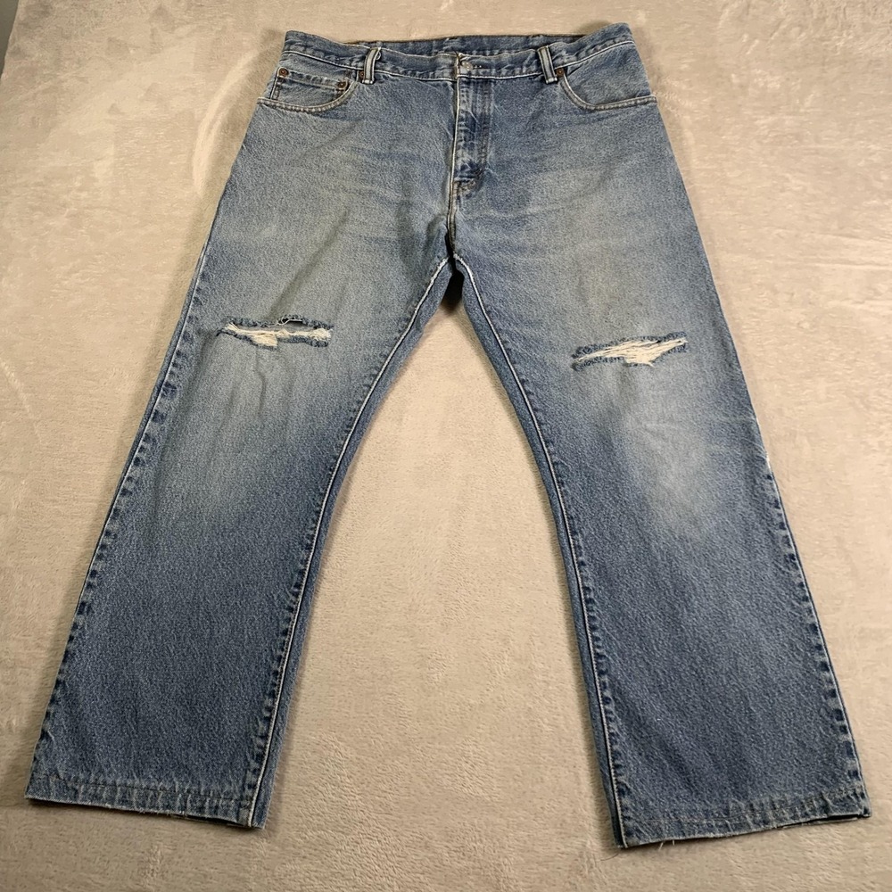Vintage Levis 517‎ Jeans Mens 36x28 Blue Denim Bootcut Distressed Light Wash